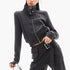 QIUQIU_STUDIO_Solid_Stand_Collar_Slim_Fit_Cropped_Zip_Up_Women&