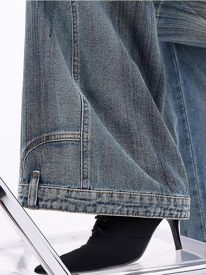 QIUQIU STUDIO Stonewashed Distressed Inverted Seam Women&