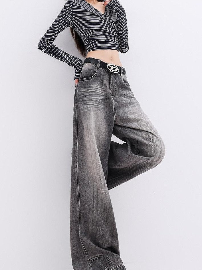 QIUQIU STUDIO Stonewashed Distressed Inverted Seam Women&