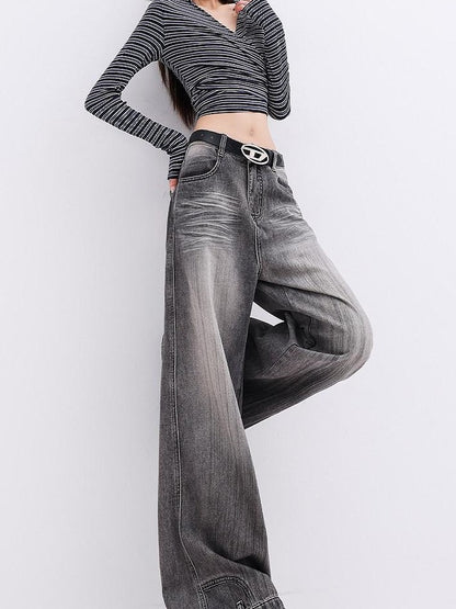QIUQIU STUDIO Stonewashed Distressed Inverted Seam Women&