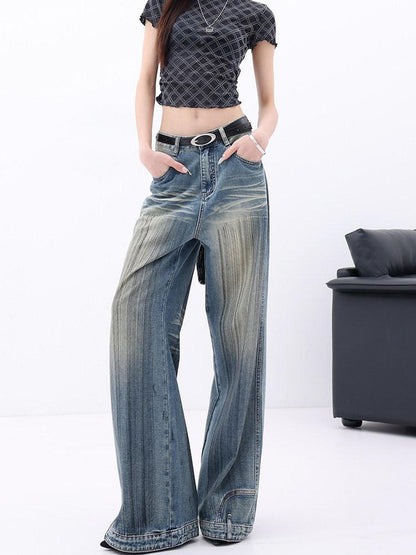 QIUQIU STUDIO Stonewashed Distressed Inverted Seam Women&