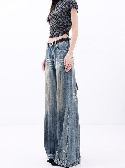 QIUQIU STUDIO Stonewashed Distressed Inverted Seam Women&
