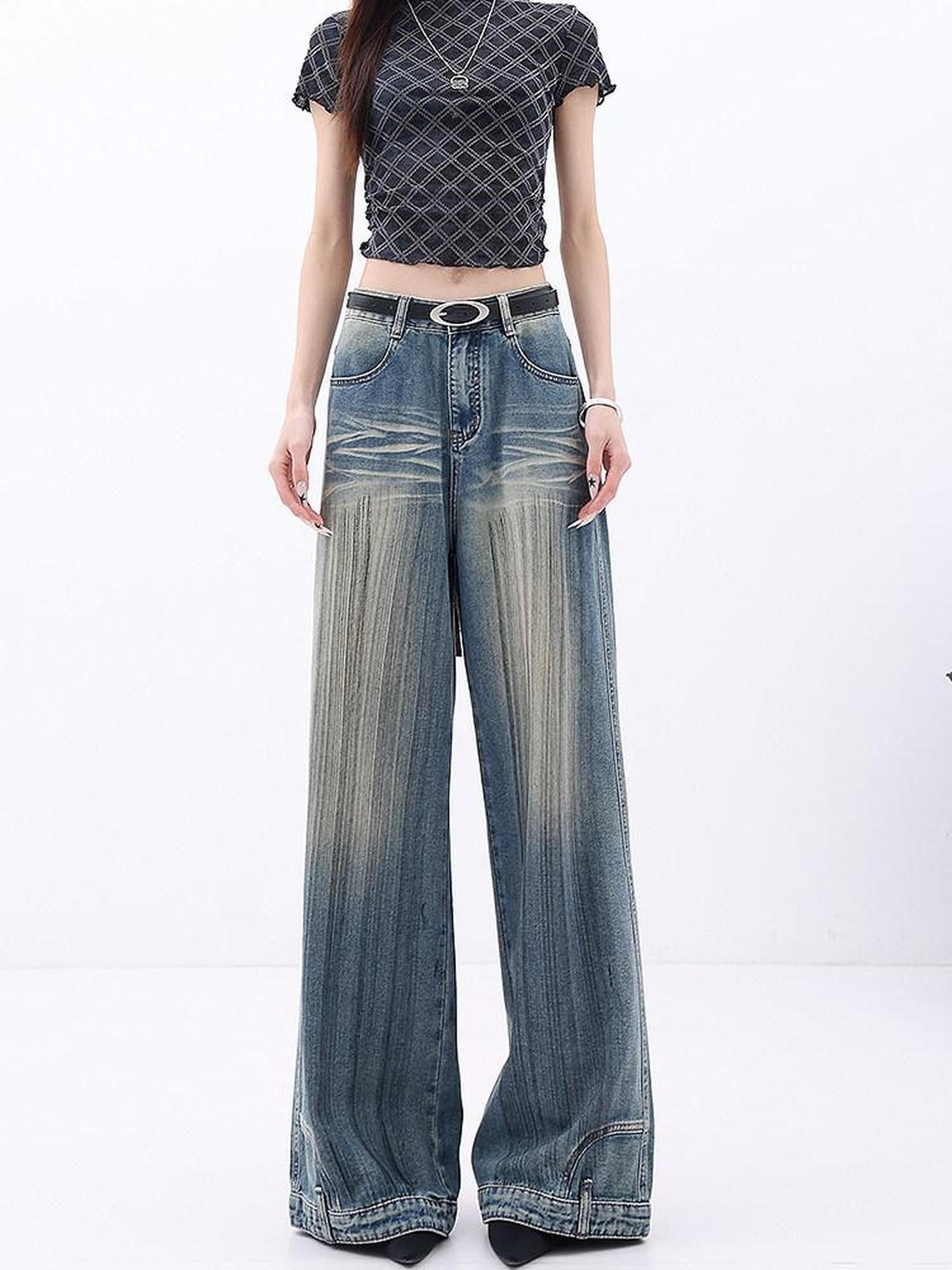 QIUQIU STUDIO Stonewashed Distressed Inverted Seam Women&