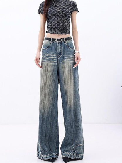 QIUQIU STUDIO Stonewashed Distressed Inverted Seam Women&