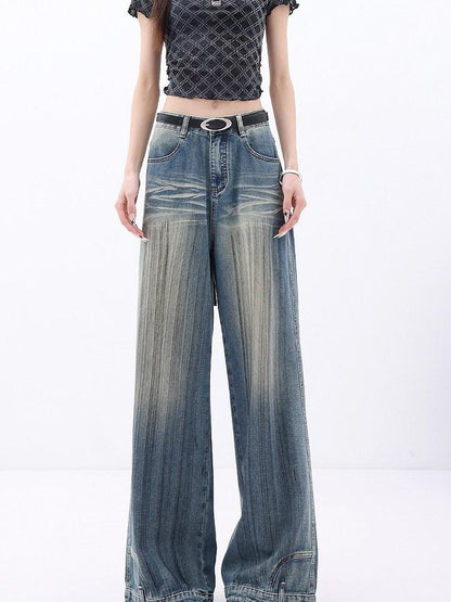 QIUQIU STUDIO Stonewashed Distressed Inverted Seam Women&