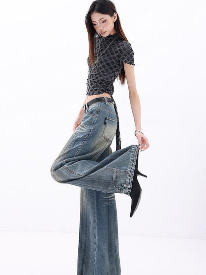 QIUQIU STUDIO Stonewashed Distressed Inverted Seam Women&