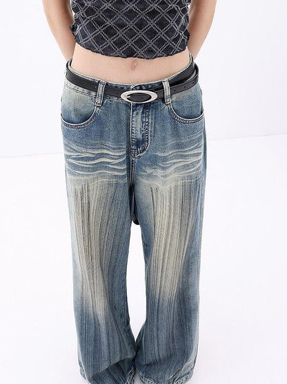 QIUQIU STUDIO Stonewashed Distressed Inverted Seam Women&