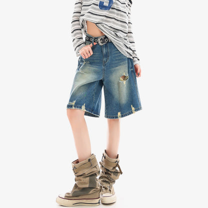 QIUQIU_STUDIO_Striped_Lettering_Print_Asymmetric_Shoulder_Loose_Women&