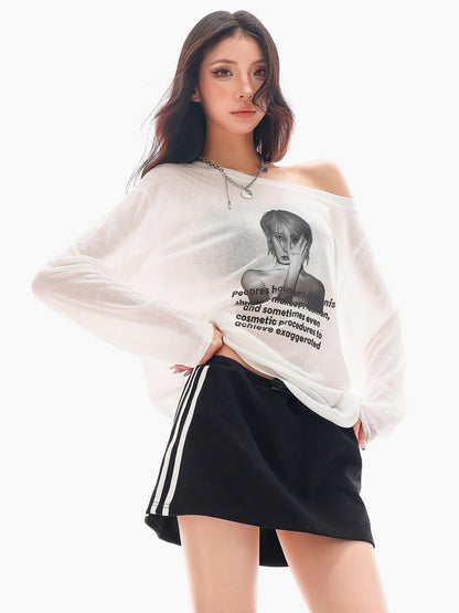 QIUQIU STUDIO Striped Patchwork A Line Mid Waist Women&