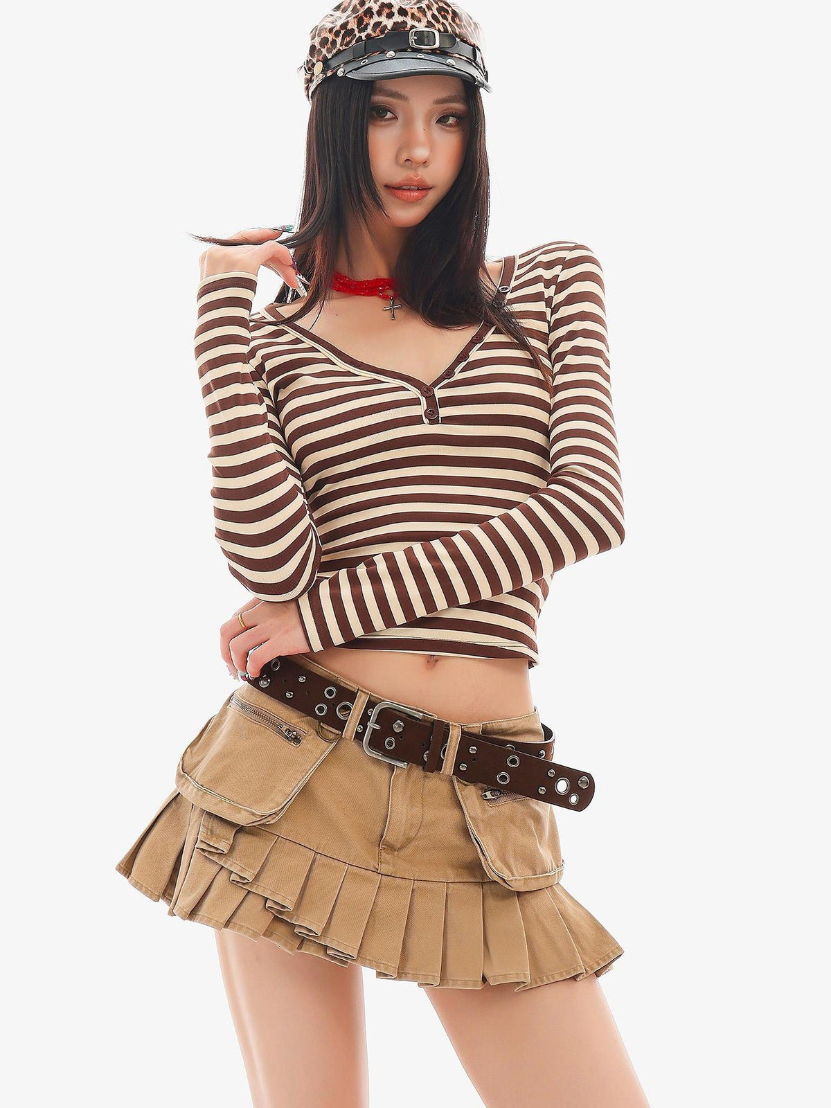QIUQIU STUDIO Striped V-neck Slim Fit Women&