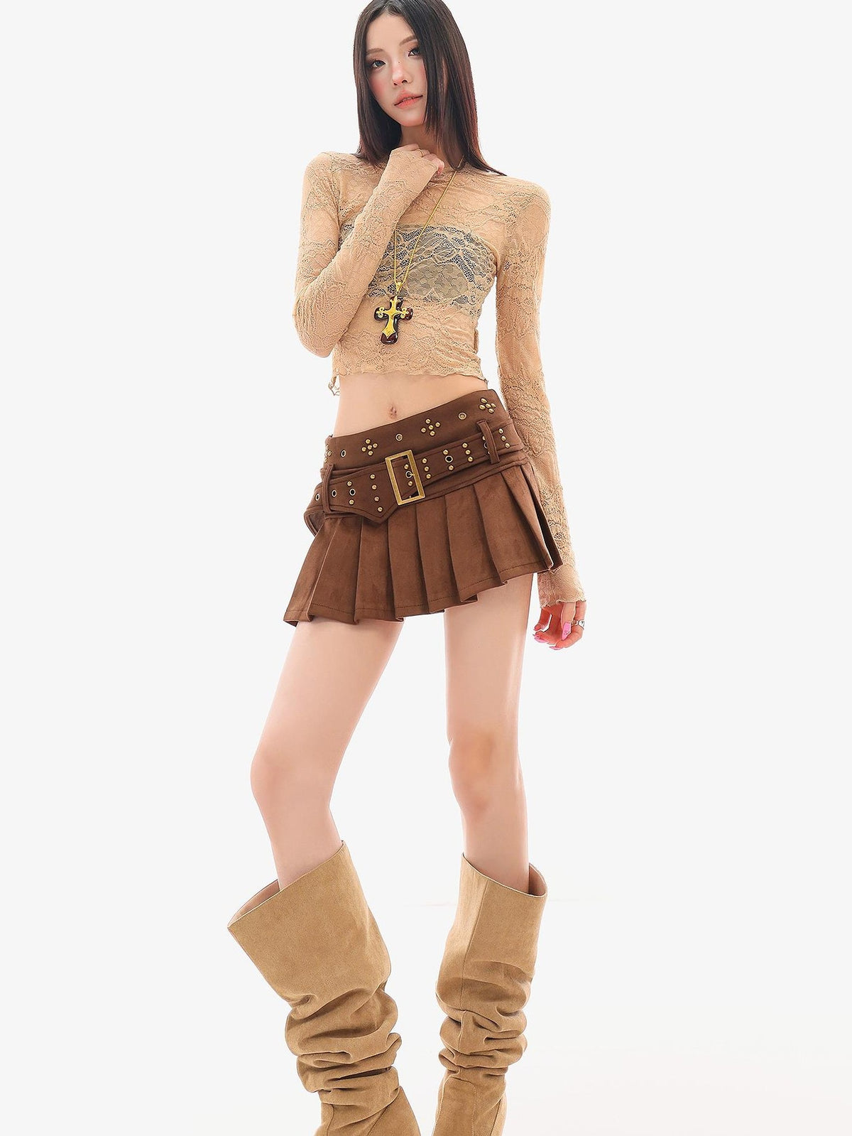 QIUQIU STUDIO Studded Pleated A Line Women&