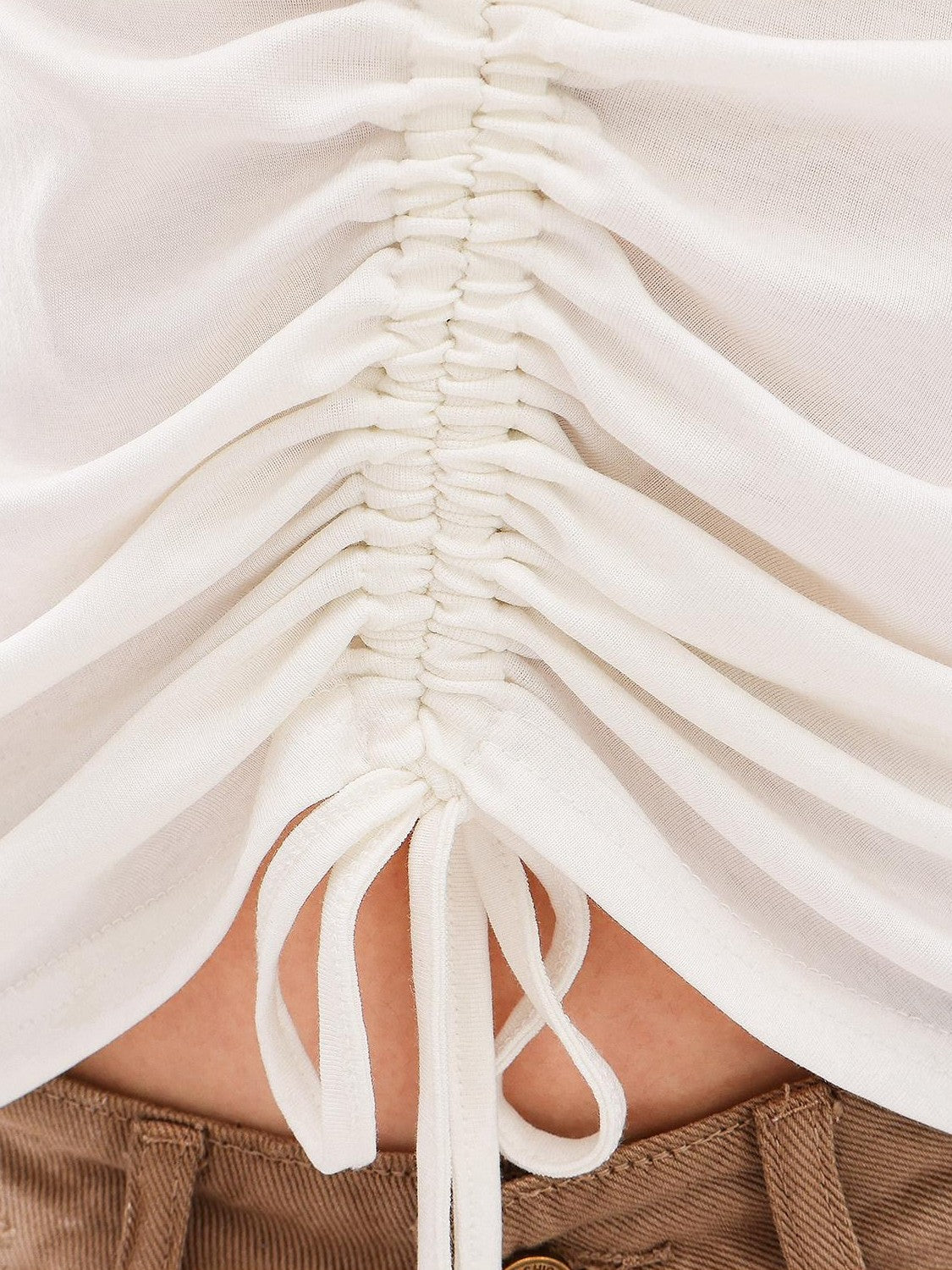 QIUQIU STUDIO Studded Ruched Drawstring V-neck Women&