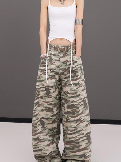 QIUQIU STUDIO Tall Camo Harem Paratrooper Pockets Zipper Fly Women&