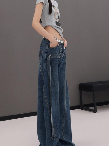 QIUQIU STUDIO Tall Elongated Curved Hem Tie Detail Waterwashed Women&
