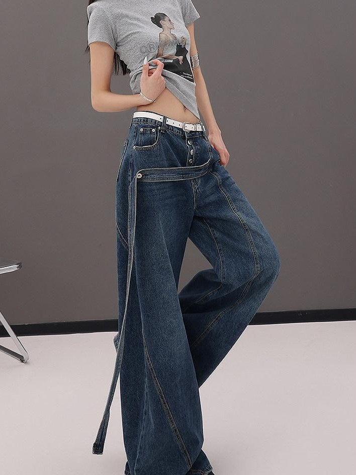 QIUQIU STUDIO Tall Elongated Curved Hem Tie Detail Waterwashed Women&