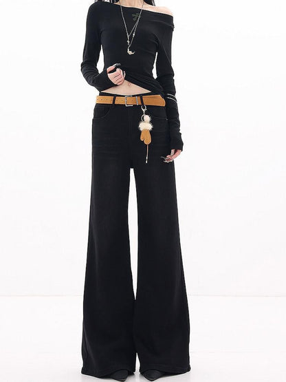 QIUQIU STUDIO Tall Extended Fleece Lined Wide Leg Pocket Women&