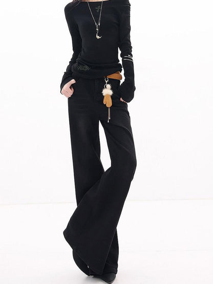 QIUQIU STUDIO Tall Extended Fleece Lined Wide Leg Pocket Women&