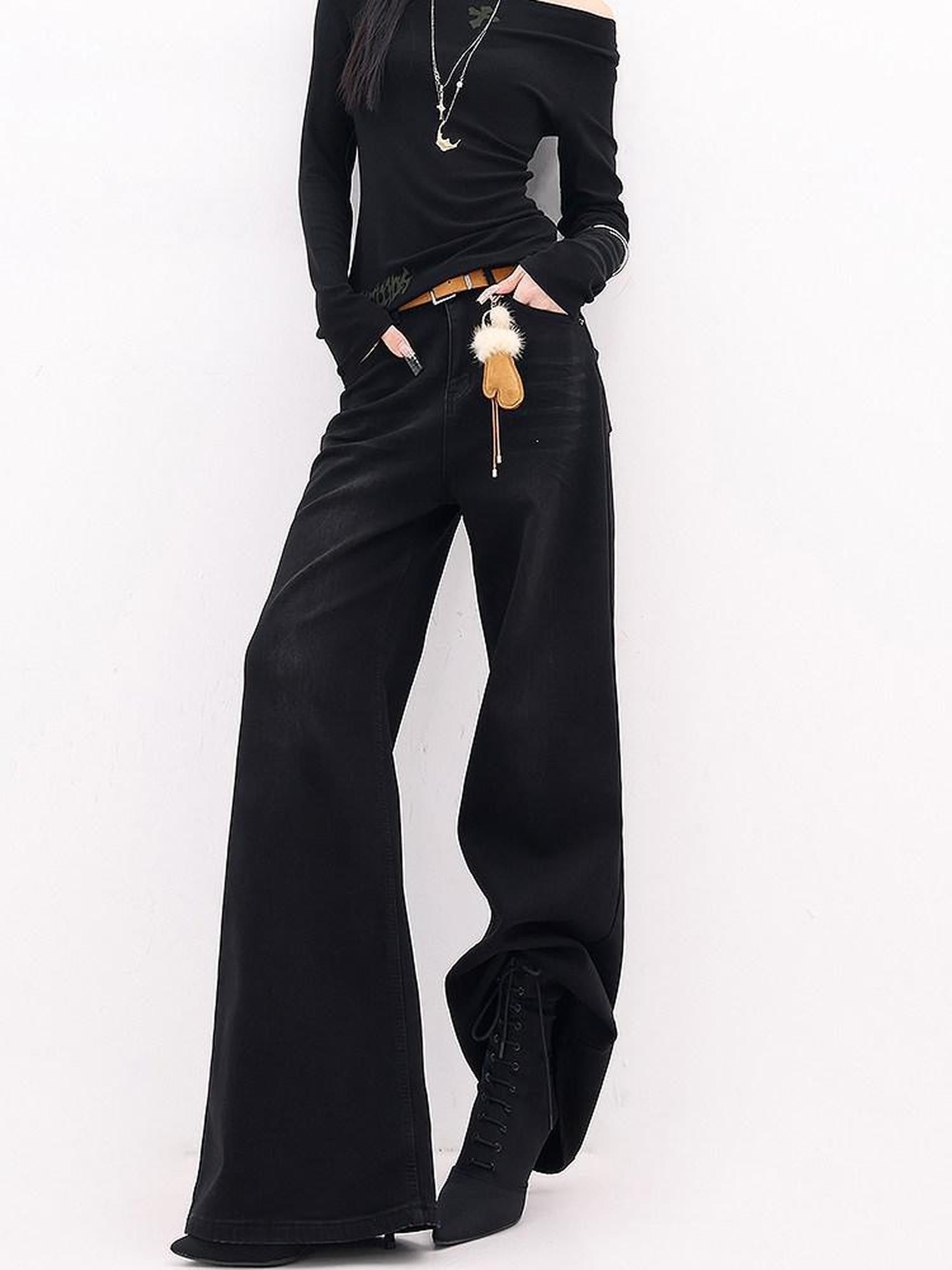 QIUQIU STUDIO Tall Extended Fleece Lined Wide Leg Pocket Women&