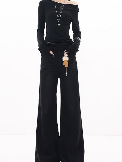 QIUQIU STUDIO Tall Extended Fleece Lined Wide Leg Pocket Women&