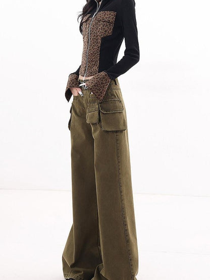 QIUQIU STUDIO Tall Extended Workwear Cargo Pockets Micro Flare Loose Women&