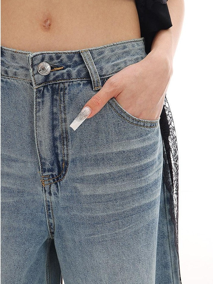 QIUQIU STUDIO Tall Extra Long Blue Ripped Micro Flare Women&