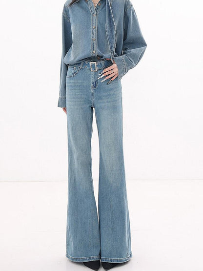 QIUQIU STUDIO Tall Extra Long Faded Stonewash Slimming Women&