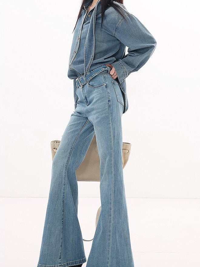 QIUQIU STUDIO Tall Extra Long Faded Stonewash Slimming Women&