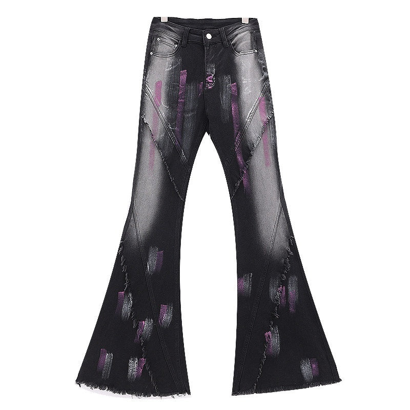 QIUQIU_STUDIO_Tall_Extra_Long_Hand_Painted_Graffiti_Slim_Micro_Flare_Women&
