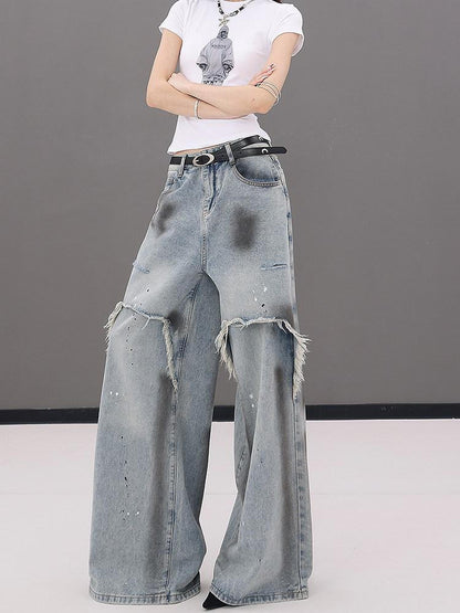 QIUQIU STUDIO Tall Extra Long Patchwork Ripped Faux Two Piece Women&