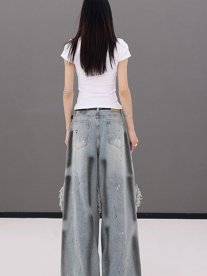 QIUQIU STUDIO Tall Extra Long Patchwork Ripped Faux Two Piece Women&