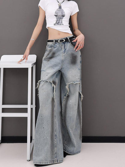 QIUQIU STUDIO Tall Extra Long Patchwork Ripped Faux Two Piece Women&