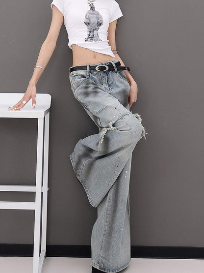 QIUQIU STUDIO Tall Extra Long Patchwork Ripped Faux Two Piece Women&