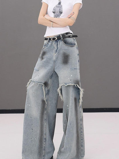 QIUQIU STUDIO Tall Extra Long Patchwork Ripped Faux Two Piece Women&