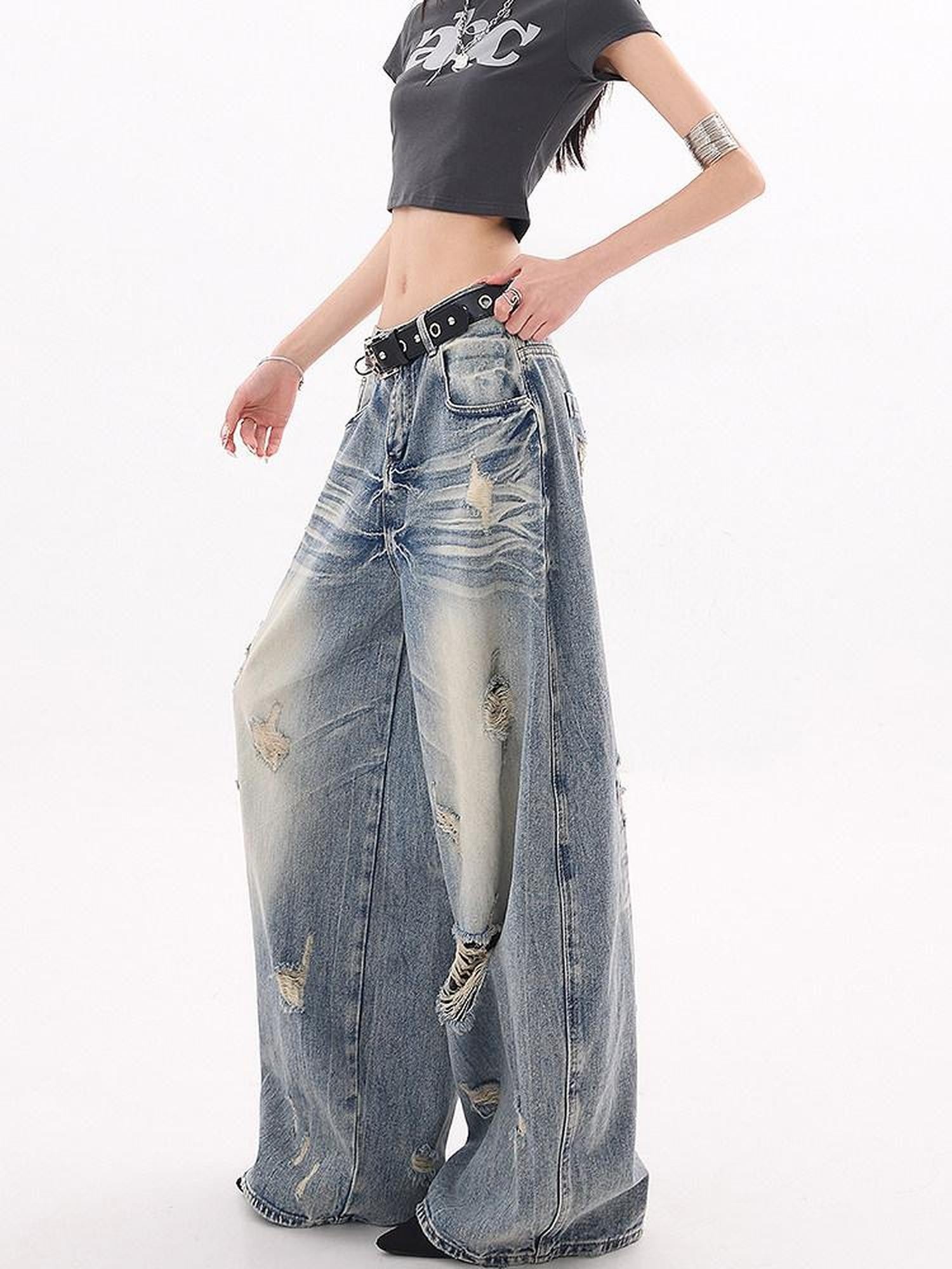 QIUQIU STUDIO Tall Extra Long Ripped Curved Cut Women&