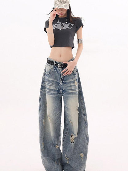 QIUQIU STUDIO Tall Extra Long Ripped Curved Cut Women&