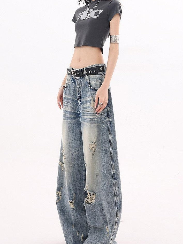QIUQIU STUDIO Tall Extra Long Ripped Curved Cut Women&