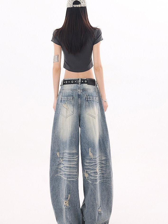 QIUQIU STUDIO Tall Extra Long Ripped Curved Cut Women&
