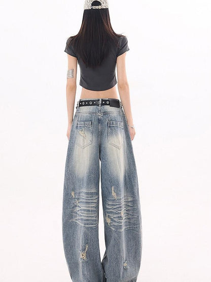 QIUQIU STUDIO Tall Extra Long Ripped Curved Cut Women&