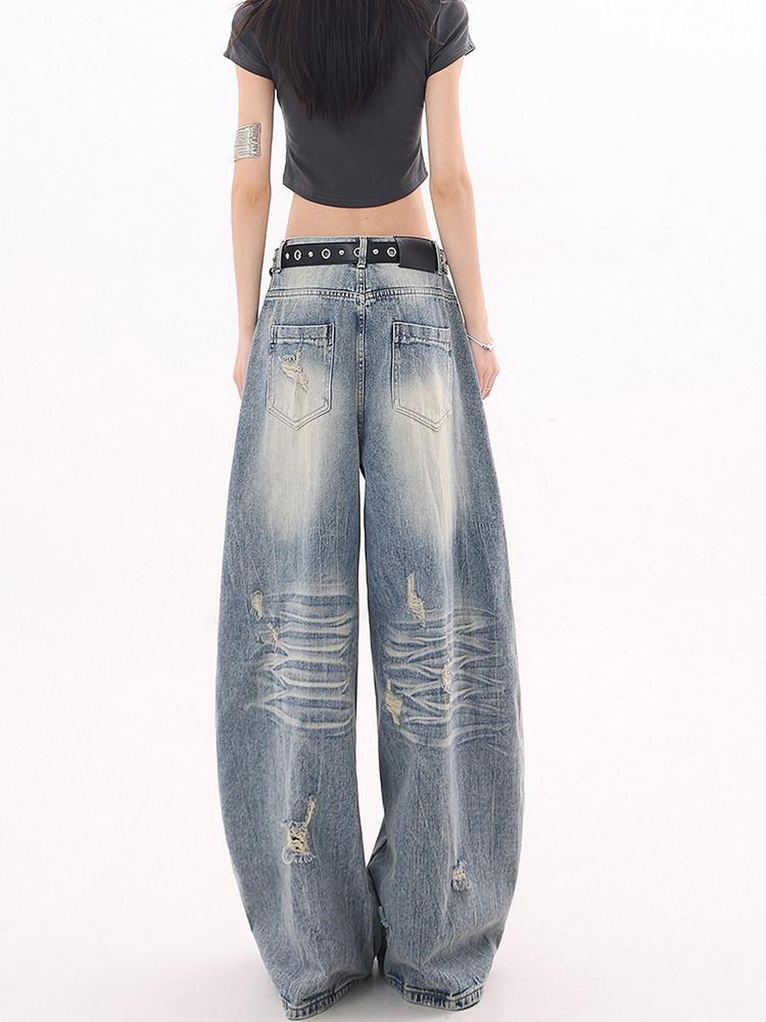 QIUQIU STUDIO Tall Extra Long Ripped Curved Cut Women&