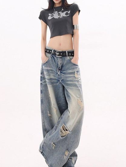 QIUQIU STUDIO Tall Extra Long Ripped Curved Cut Women&