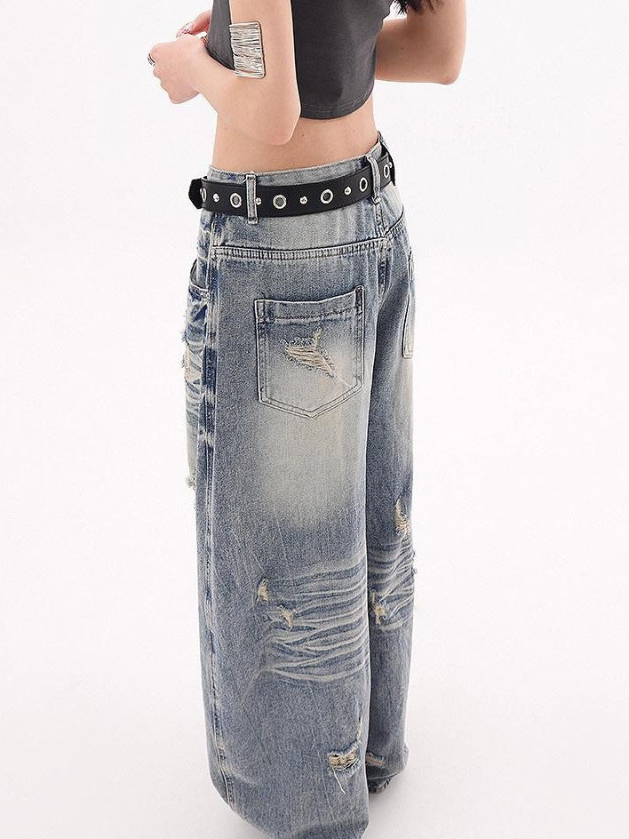 QIUQIU STUDIO Tall Extra Long Ripped Curved Cut Women&