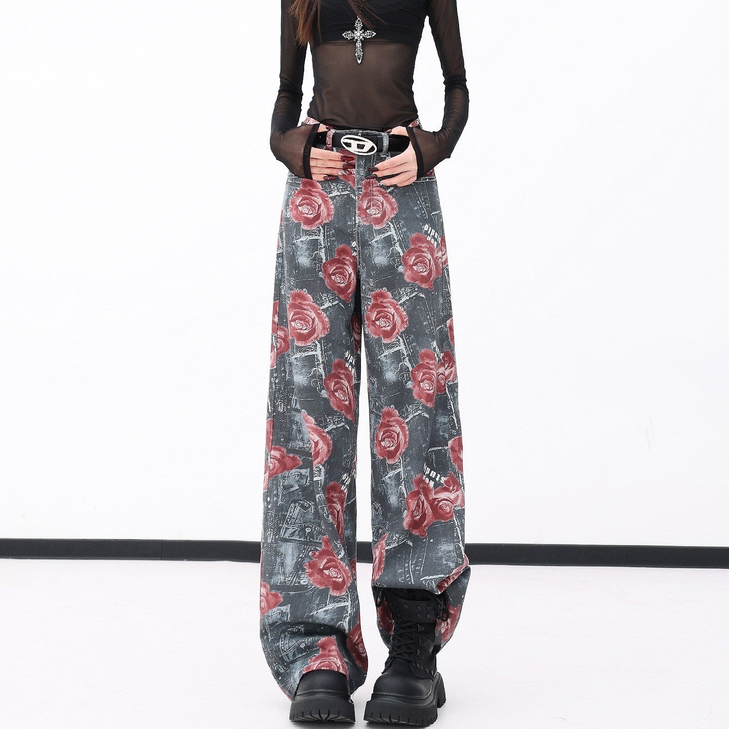 QIUQIU_STUDIO_Tall_Extra_Long_Rose_Print_Pockets_Women&