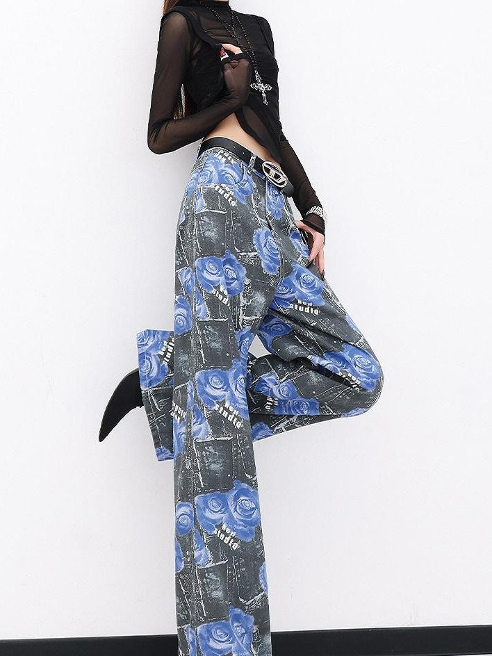 QIUQIU STUDIO Tall Extra Long Rose Print Pockets Women&