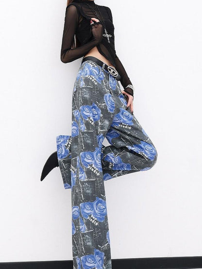 QIUQIU STUDIO Tall Extra Long Rose Print Pockets Women&