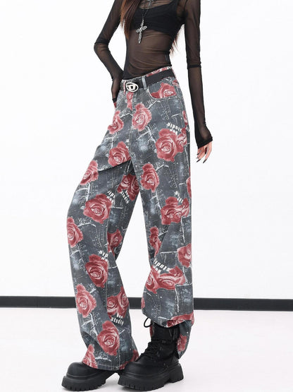 QIUQIU STUDIO Tall Extra Long Rose Print Pockets Women&
