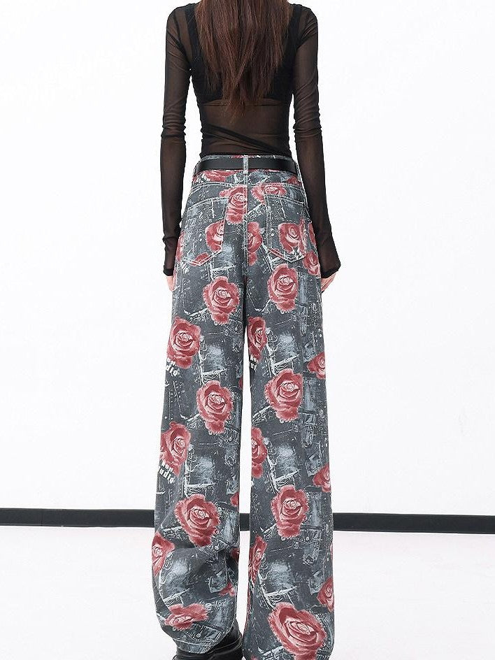 QIUQIU STUDIO Tall Extra Long Rose Print Pockets Women&