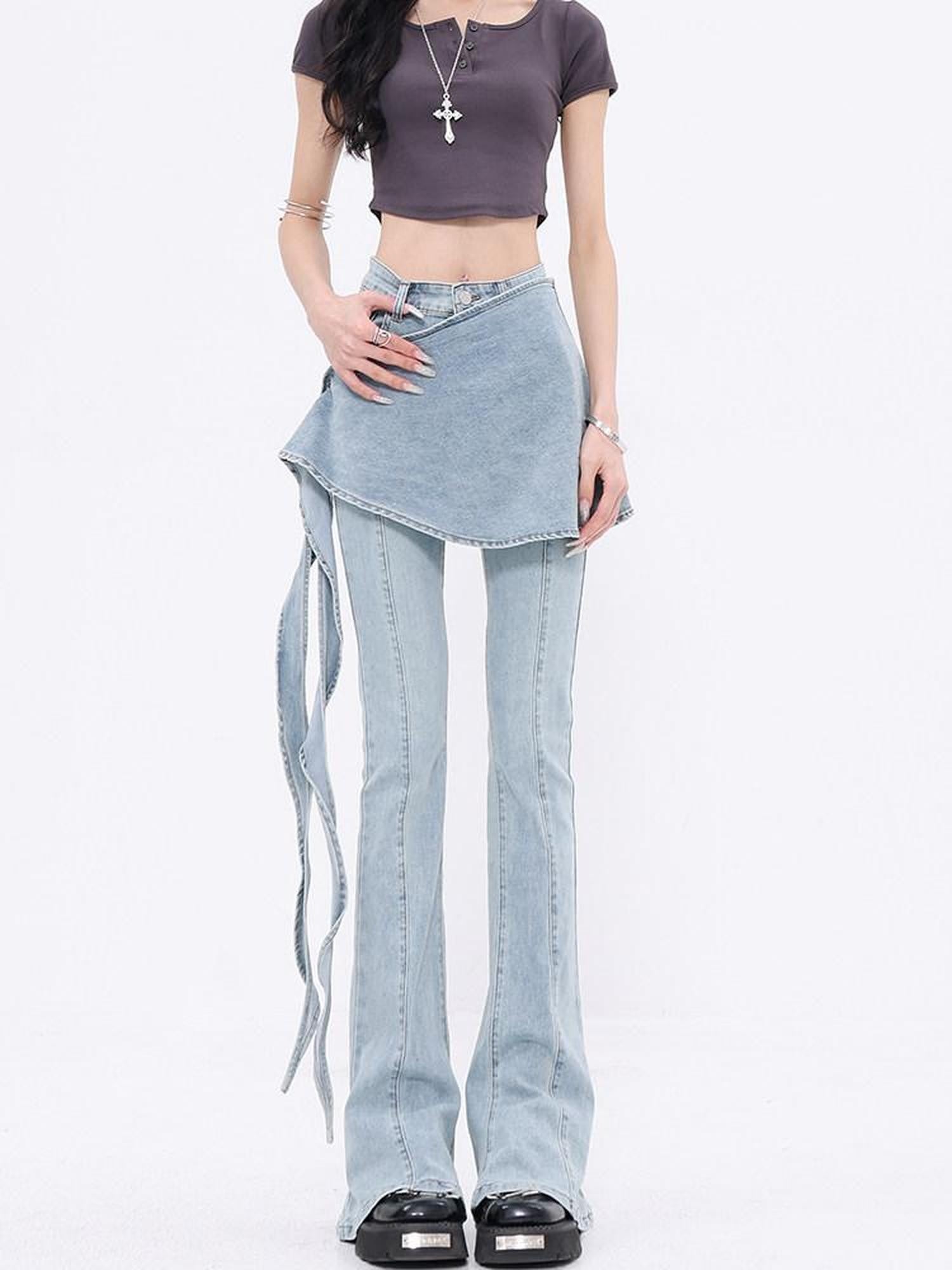 QIUQIU STUDIO Tall Faux Layered Micro Flare Women&