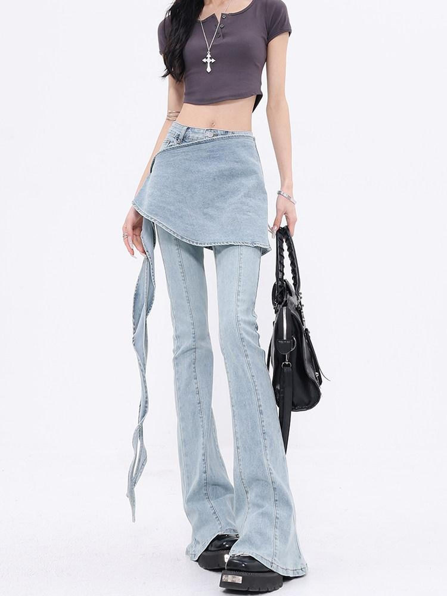 QIUQIU STUDIO Tall Faux Layered Micro Flare Women&
