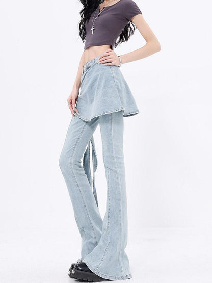 QIUQIU STUDIO Tall Faux Layered Micro Flare Women&