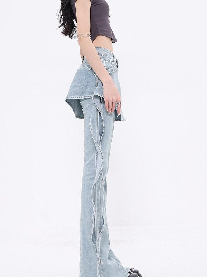QIUQIU STUDIO Tall Faux Layered Micro Flare Women&